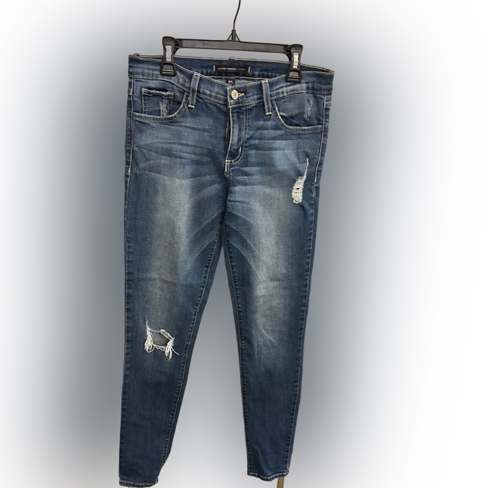 Flying Monkey Mid-Rise Women's Distressed Denim Blue Jeans